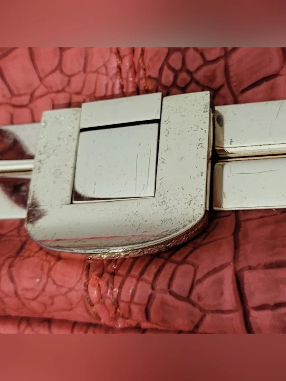 Croc Embossed Crossbody Satchel Bag Orange Faux Leather Shoulder Purse